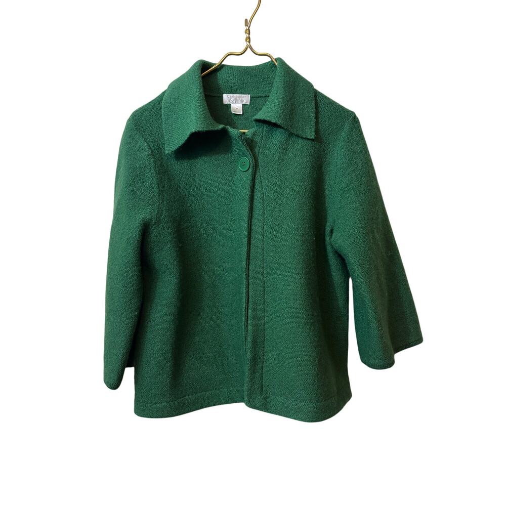 Christopher & Banks | green cardigan sweater jacket medium wool